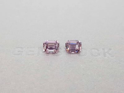 Pair of greyish pink octagon cut spinels 4.08 ct, Burma photo