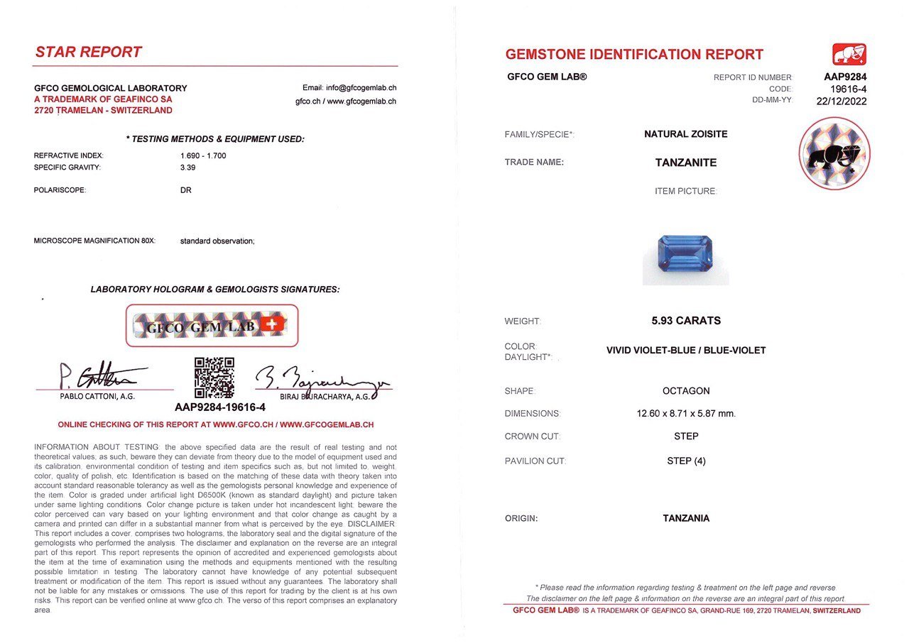 Bright octagon cut tanzanite 5.93 ct Image №5