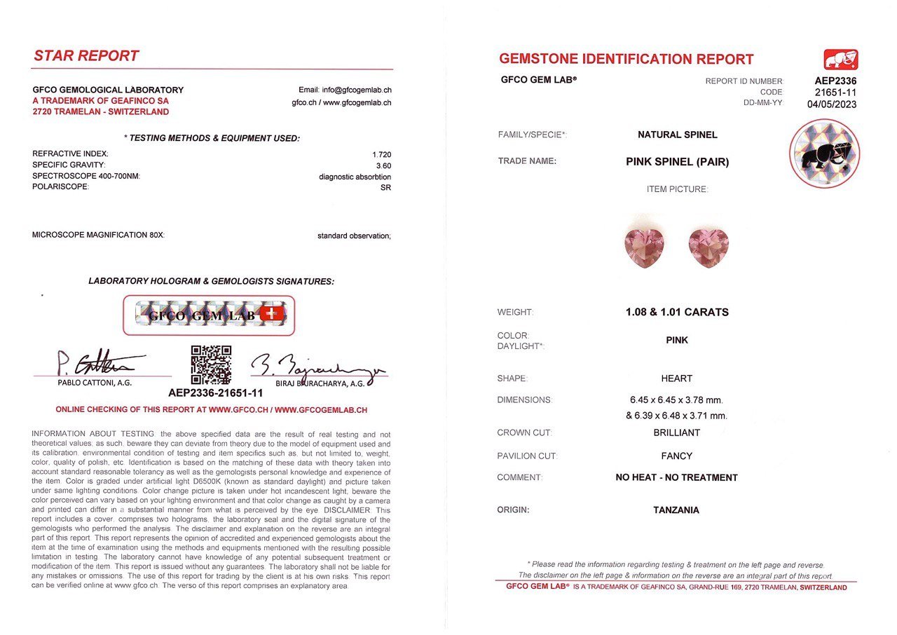 Pair of heart cut pink spinels 2.09 ct, Tanzania Image №4