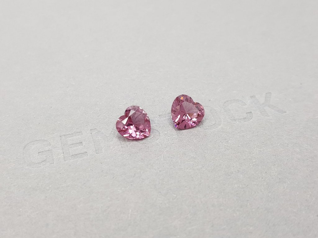Pair of heart cut pink spinels 2.09 ct, Tanzania Image №2