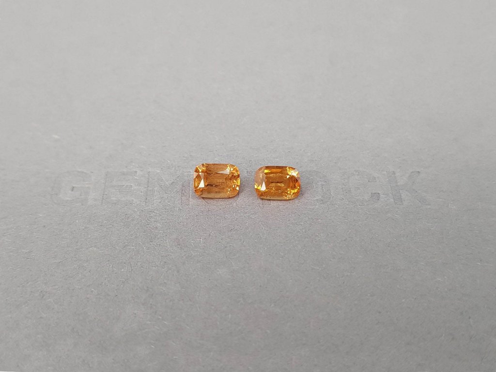 Pair of Fanta color spessartines in cushion cut 1.82 ct Image №2