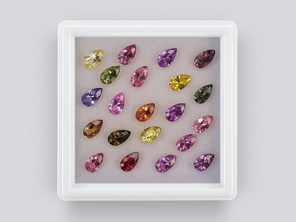 Set of calibrated sapphires 5x3 mm in pear cut 4.91 carats/21 pcs. Image №1