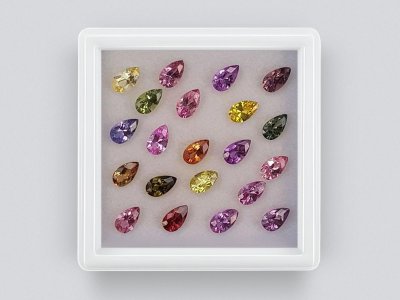 Set of calibrated sapphires 5x3 mm in pear cut 4.91 carats/21 pcs. photo