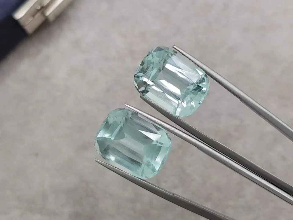 Pair of cushion cut aquamarines 34.45 carats, Mozambique Image №3