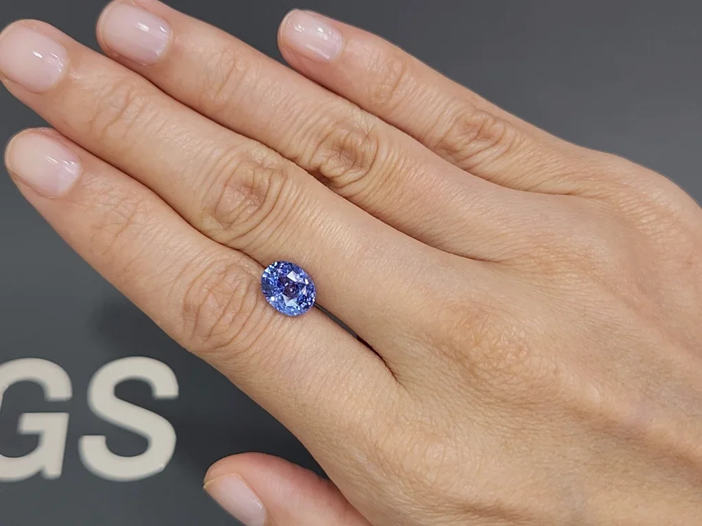 Cornflower blue sapphire in oval cut 3.03 carats, Sri Lanka Image №2