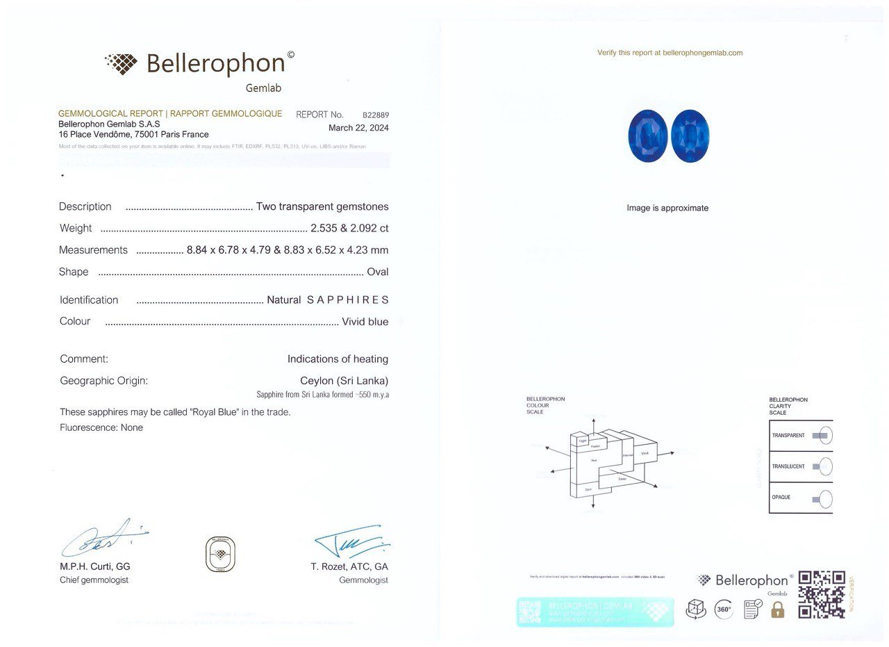 Pair of Royal Blue sapphires 4.62 carats in oval cut, Sri Lanka Image №6