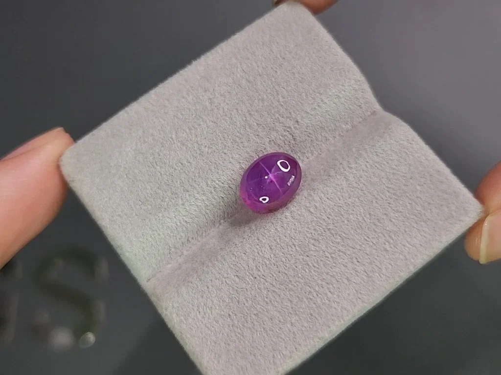 Unheated cabochon-cut star ruby in pinkish-red color 4.04 carats Image №4