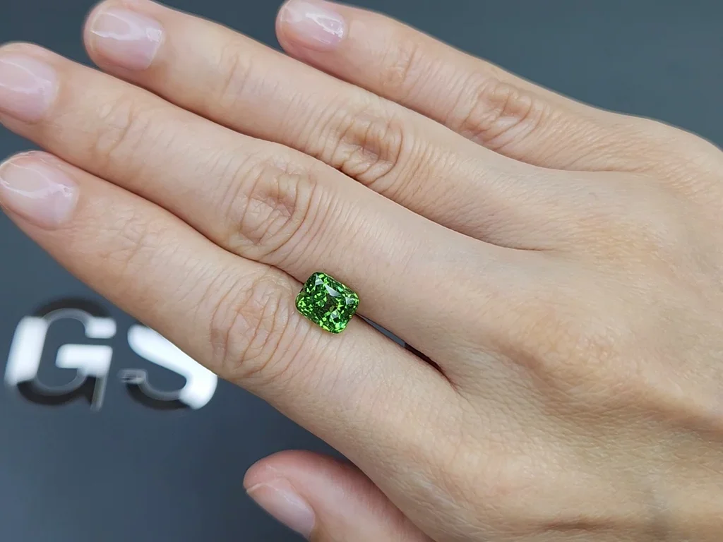 Green tsavorite garnet cushion cut 3.01 carats, Tanzania Image №2