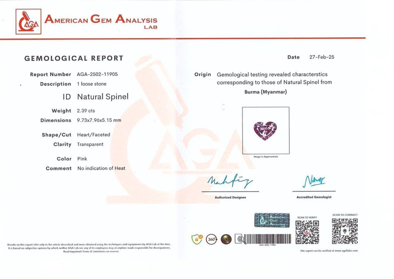 Pink spinel heart shape 2.39 carats, Burma Image №6