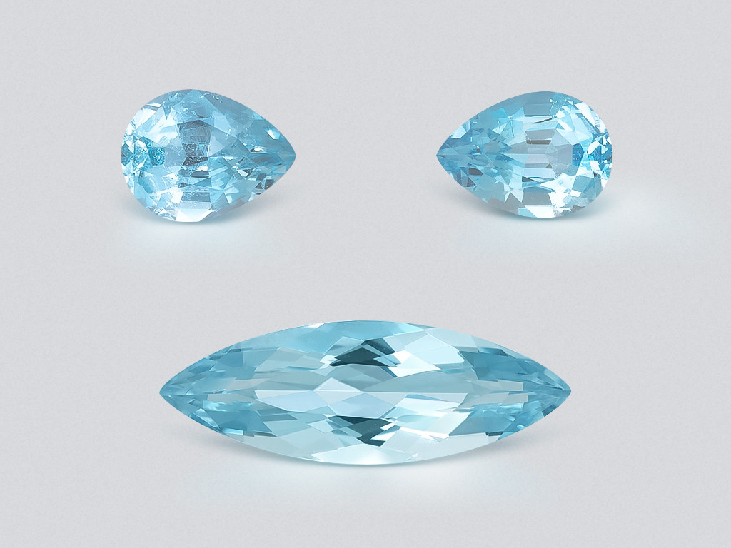 Set of aquamarines Santa Maria pear and marquise cut 5.27 carats, Mozambique Image №1