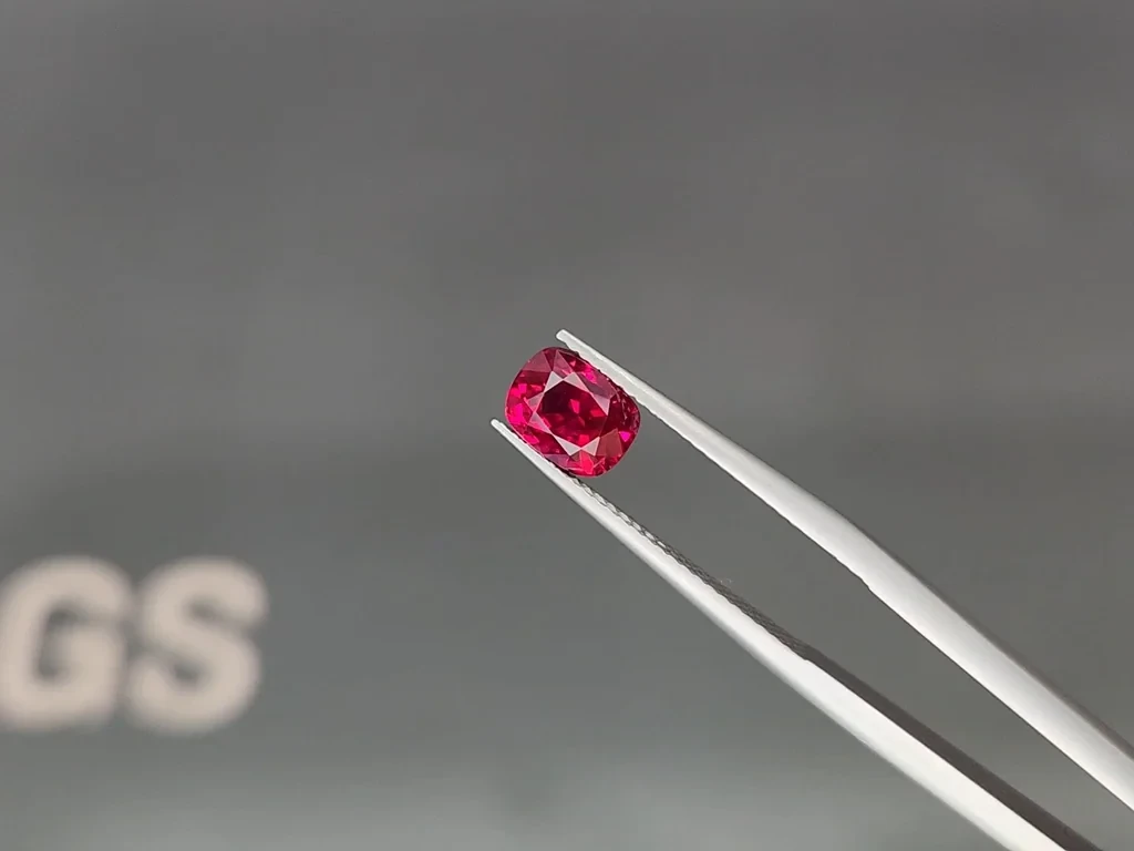 Unheated Crimson Red ruby cushion cut 2.02 carats, Mozambique. Gubelin Image №3