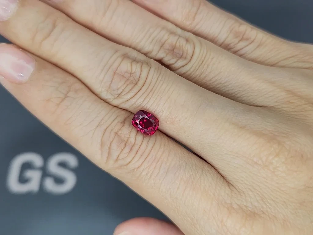 Unheated Crimson Red ruby cushion cut 2.02 carats, Mozambique. Gubelin Image №2