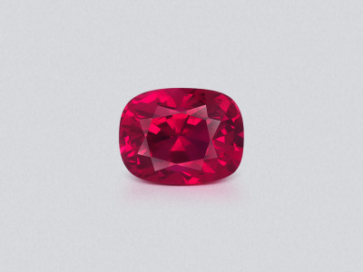 Unheated Crimson Red ruby cushion cut 2.02 carats, Mozambique. Gubelin photo