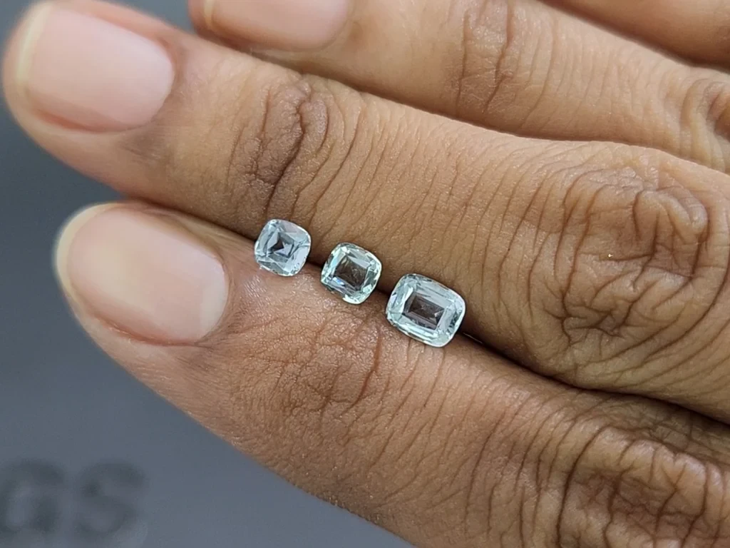 Set of aquamarines cushion cut 1.00 carats, Madagascar Image №2