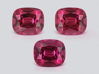Set of garnets rhodolite cushion cut 4.41 carats, Madagascar photo
