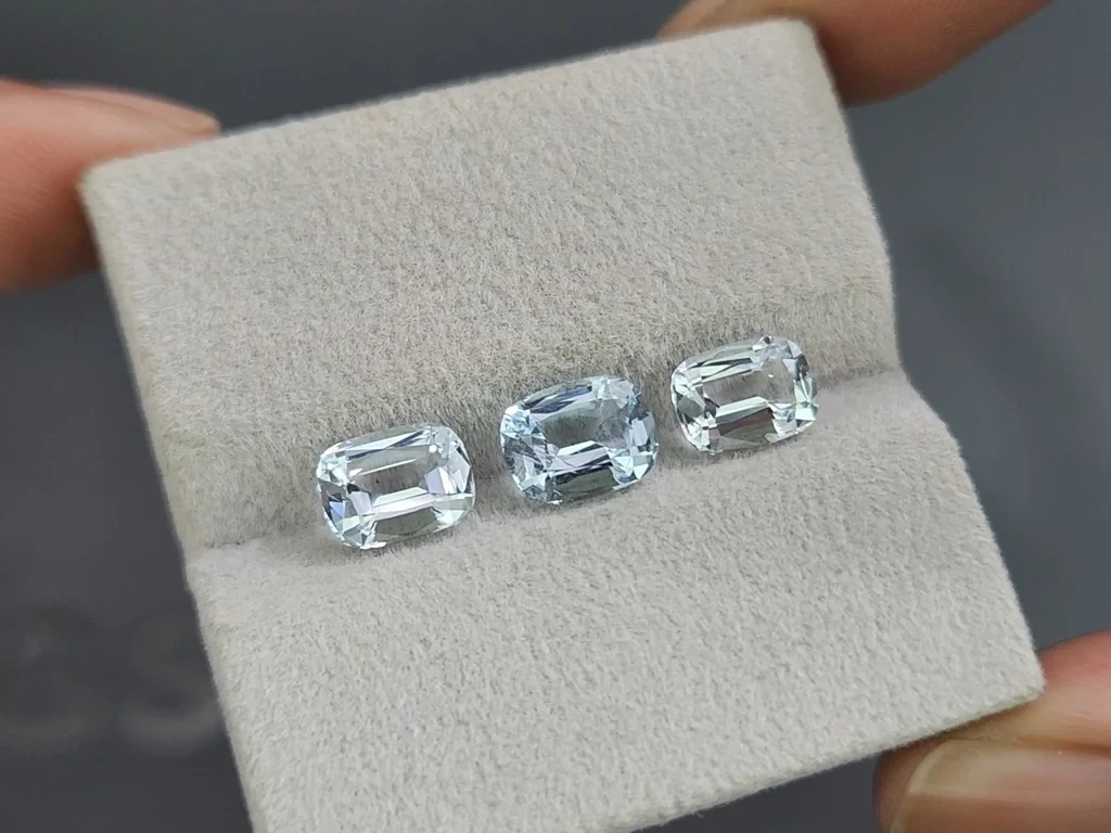 Set of aquamarines cushion cut  3.92 carats, Madagascar Image №5