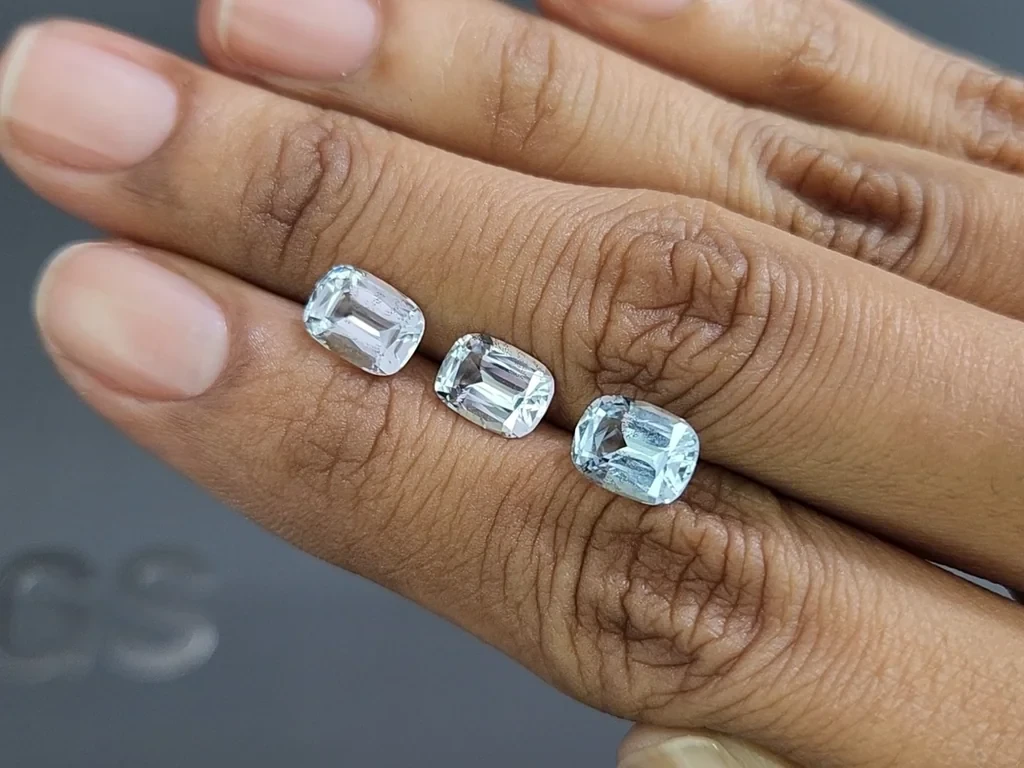Set of aquamarines cushion cut  3.92 carats, Madagascar Image №2