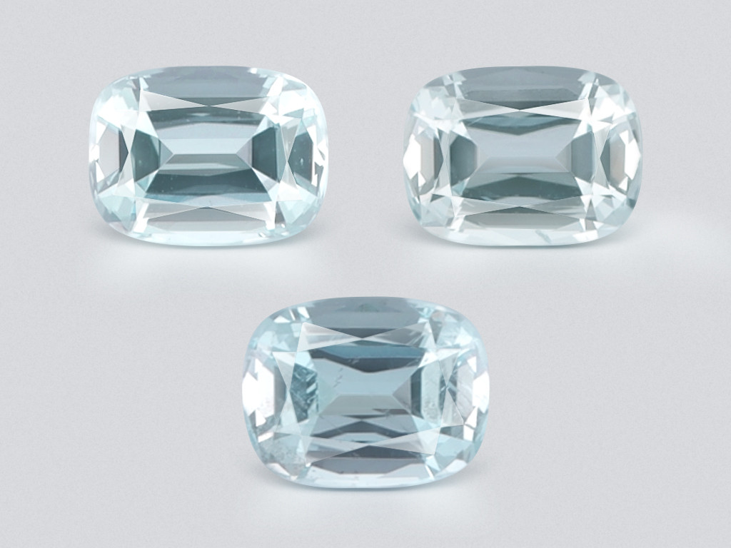 Set of aquamarines cushion cut  3.92 carats, Madagascar Image №1