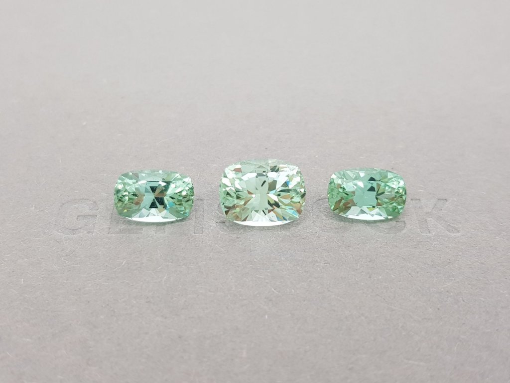 Cushion cut light blue-green verdelite set 8.35 ct Image №2