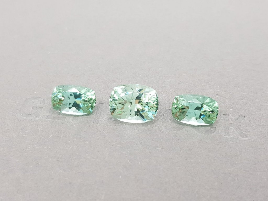 Cushion cut light blue-green verdelite set 8.35 ct Image №3