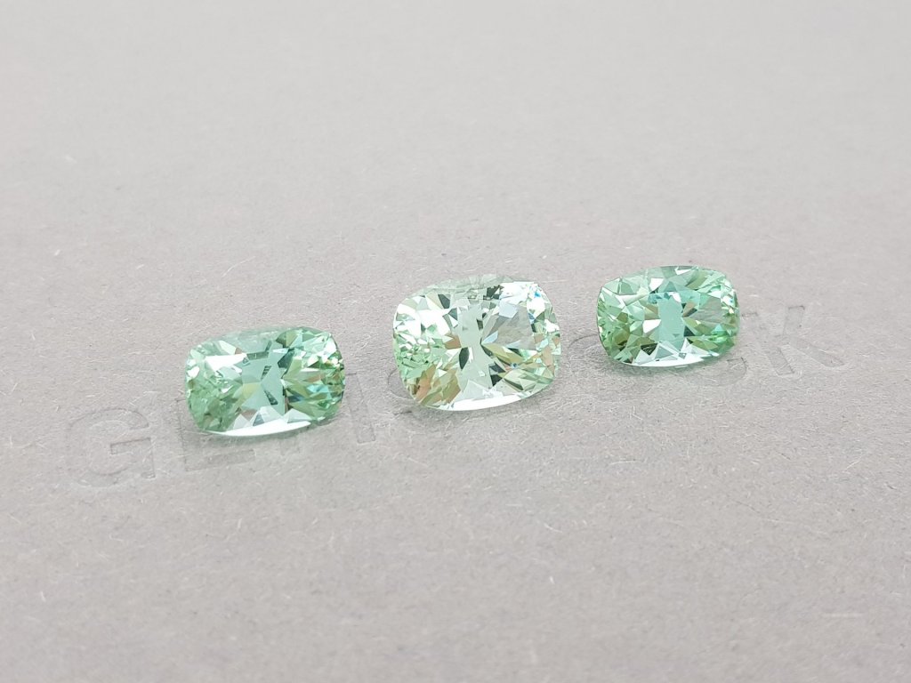 Cushion cut light blue-green verdelite set 8.35 ct Image №4