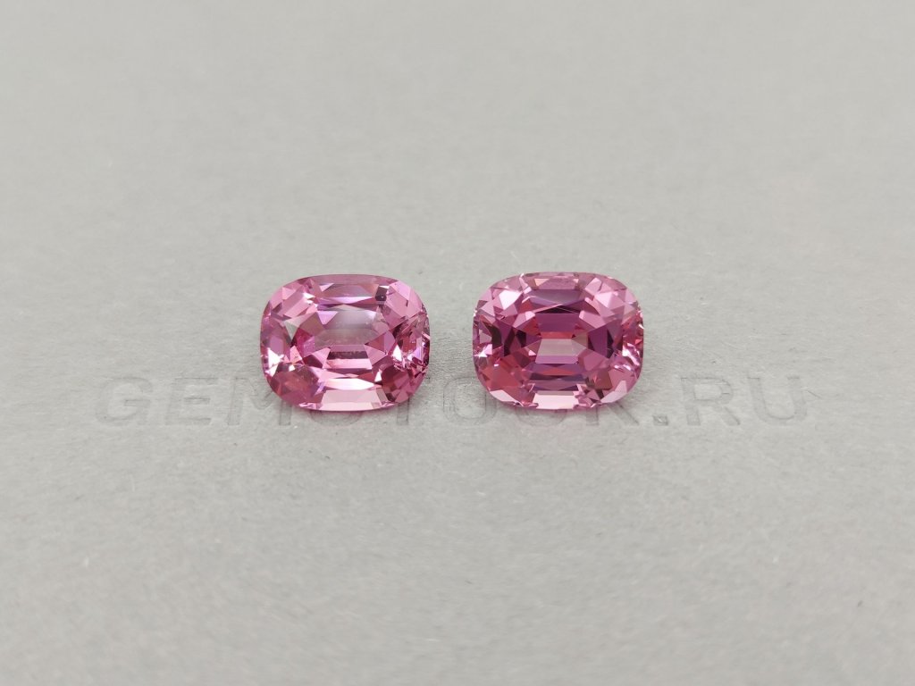 Pair of large cushion cut pink spinels 12.61 ct, Tajikistan, GIA Image №2
