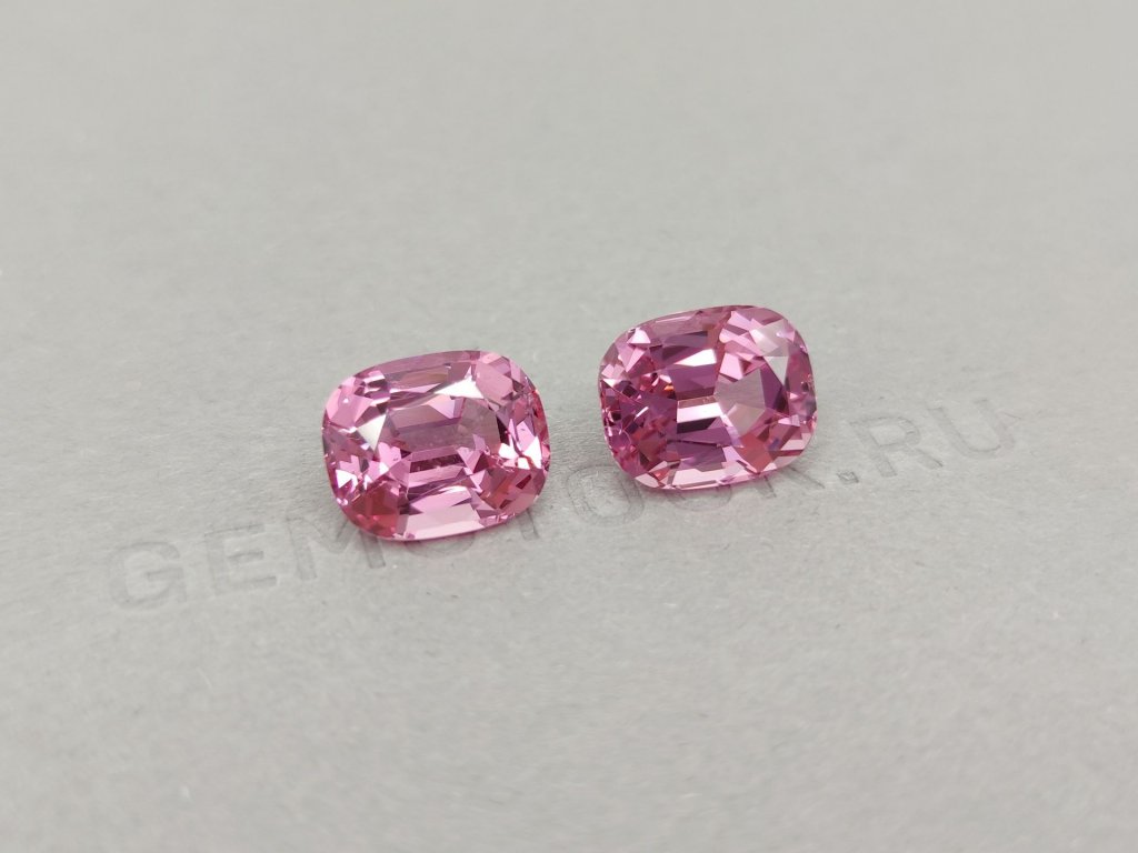 Pair of large cushion cut pink spinels 12.61 ct, Tajikistan, GIA Image №3