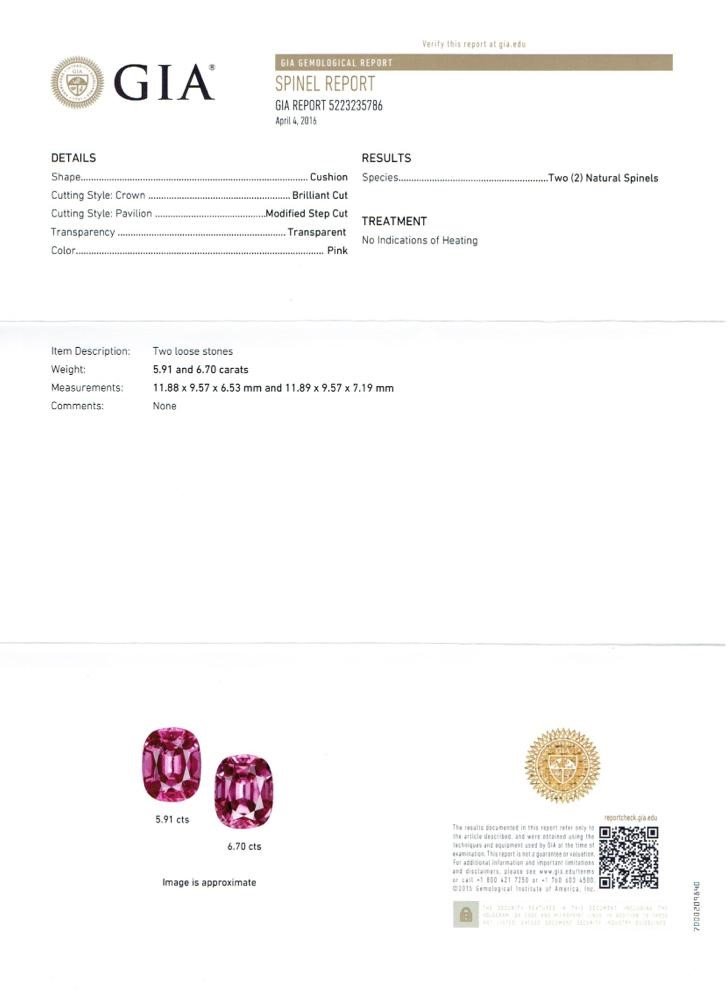Pair of large cushion cut pink spinels 12.61 ct, Tajikistan, GIA Image №5