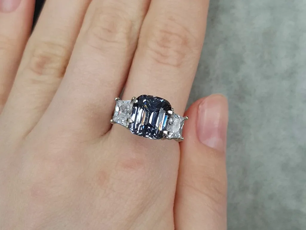 Cushion cut steel spinel 4.99 ct, Tanzania Image №4