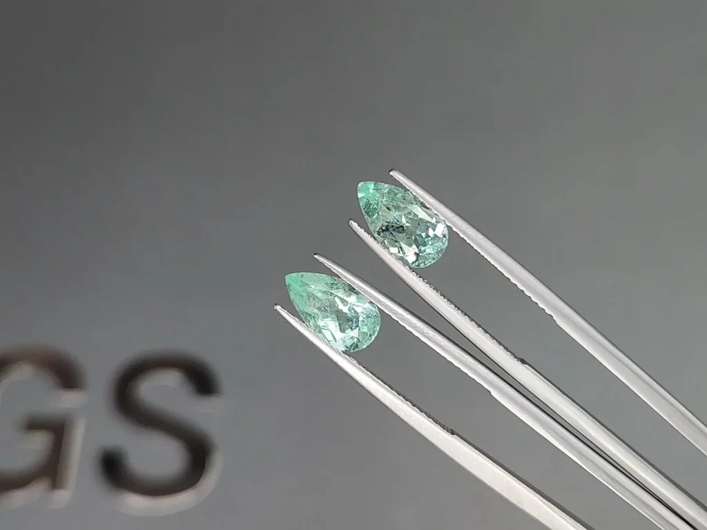 Pair of blue-green tourmalines Paraiba in pear cut 3.23 carats, Mozambique  Image №3