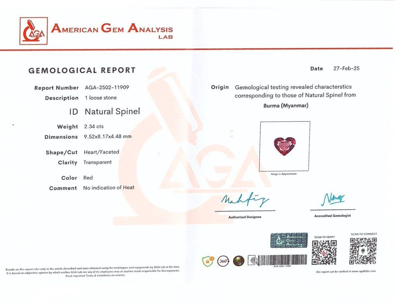 Vivid red spinel in heart shape 2.34 carats, Burma Image №6