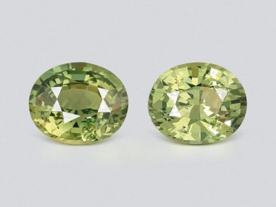 Pair of unheated sapphires Bi-color oval cut 2.14 carats, Sri Lanka photo