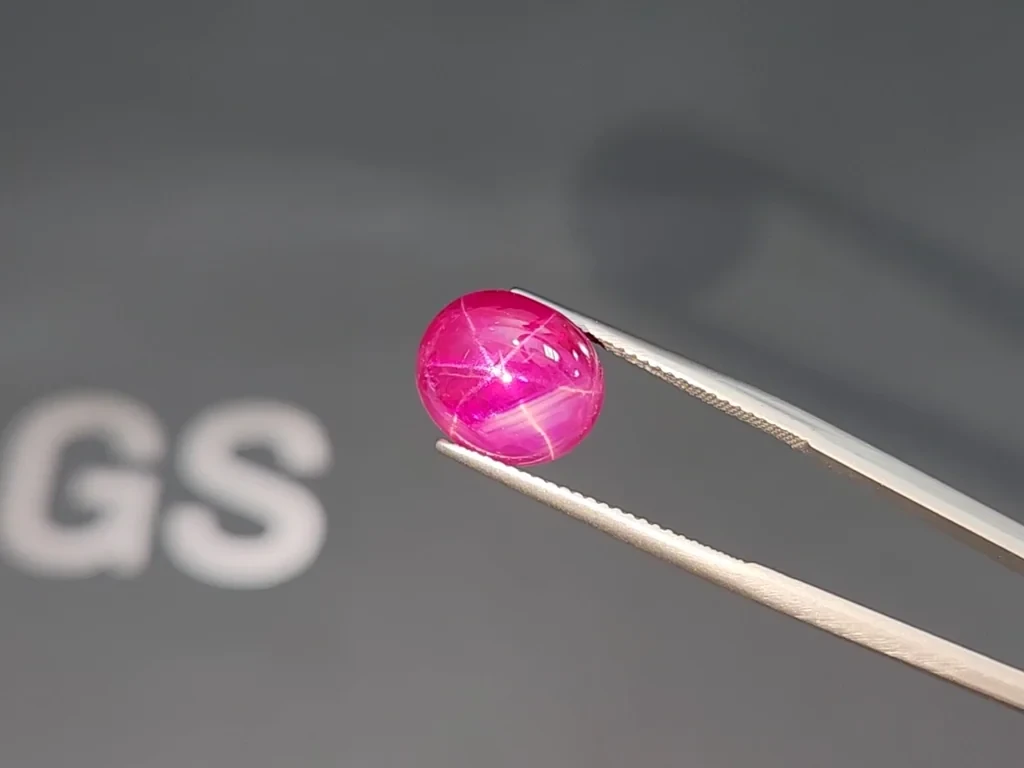 Unheated star ruby cabochon cut 10.89 carats, Burma, GRS Image №4