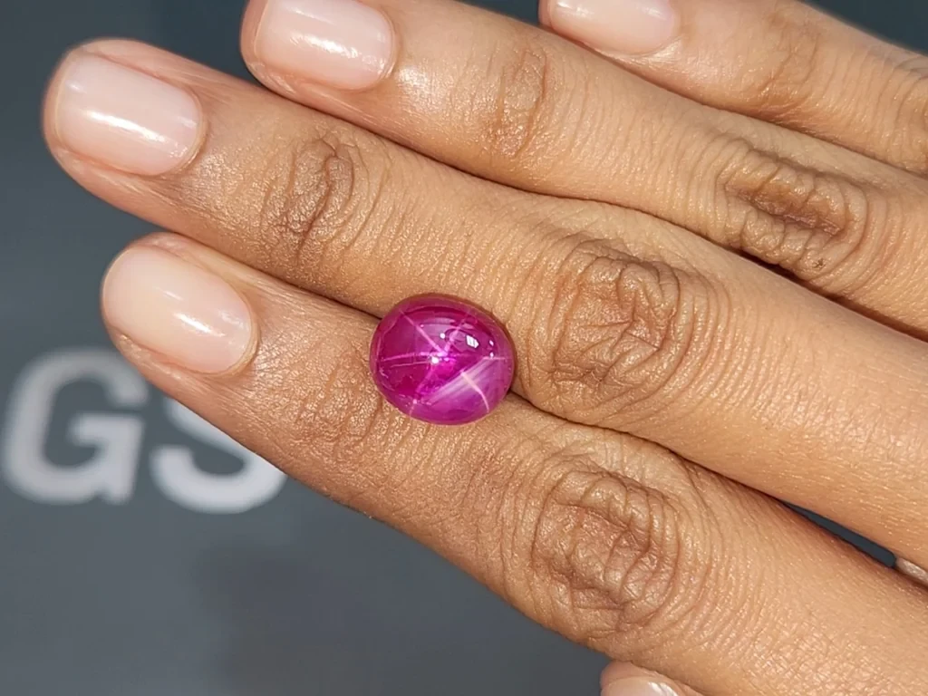 Unheated star ruby cabochon cut 10.89 carats, Burma, GRS Image №3