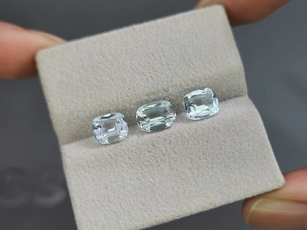 Set of aquamarines cushion cut  3.43 carats, Madagascar Image №5