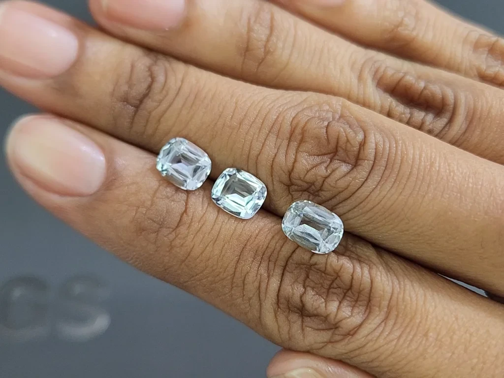 Set of aquamarines cushion cut  3.43 carats, Madagascar Image №2