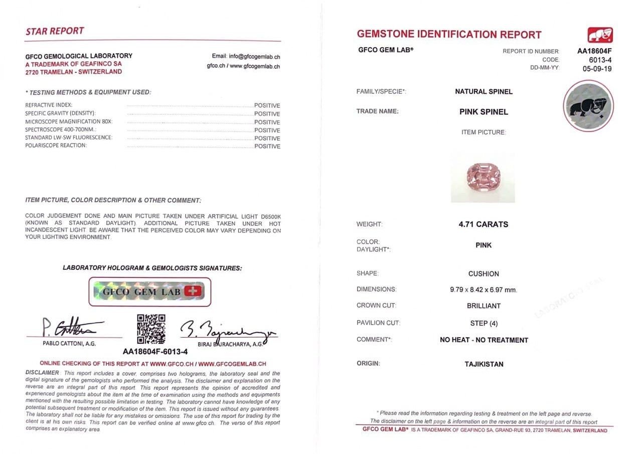 Pamir pink cushion cut spinel 4.71 carats Image №4