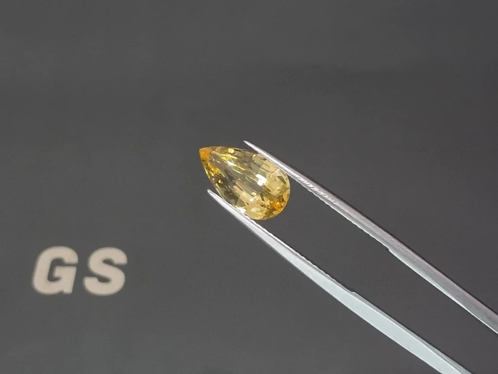 Unheated Vivid yellow sapphire pear cut 3.28 carats, Sri Lanka Image №3