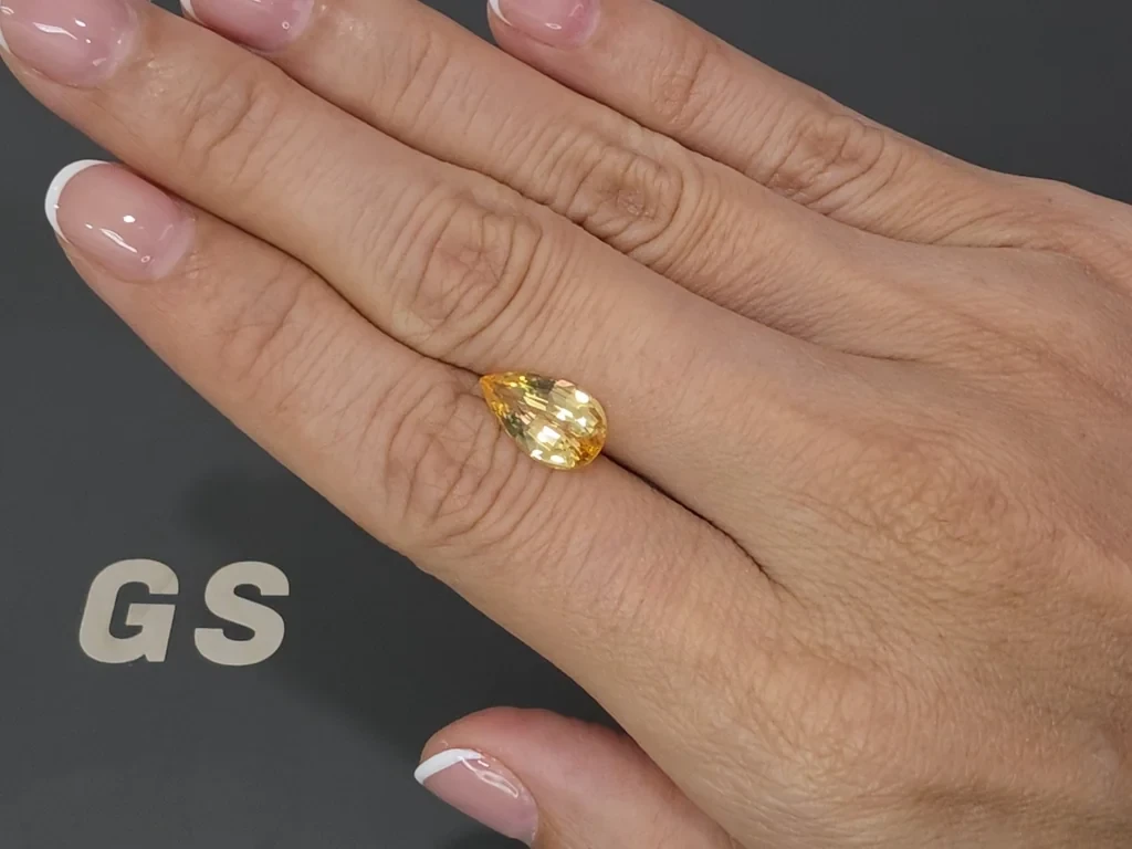 Unheated Vivid yellow sapphire pear cut 3.28 carats, Sri Lanka Image №2