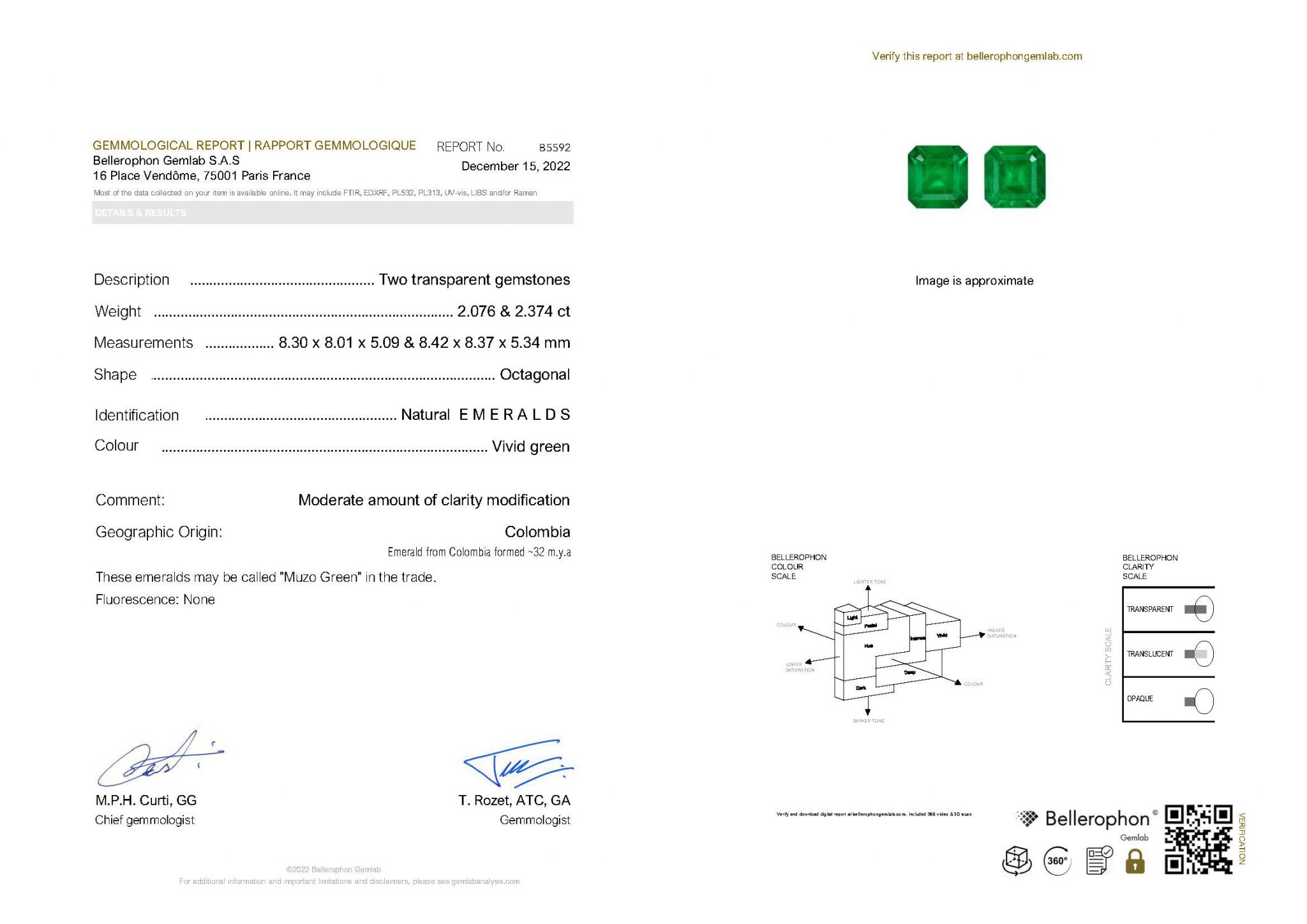 Pair of Colombian Muzo Green emeralds 4.45 ct Image №5