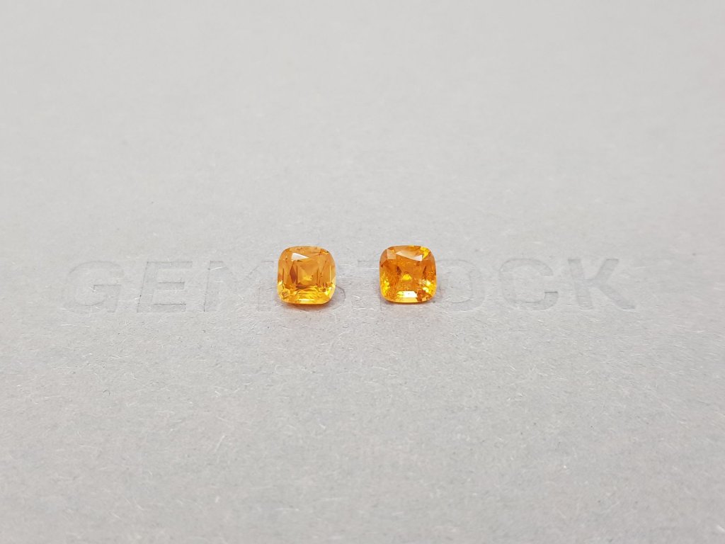 Pair of vibrant cushion cut spessartines 1.61 ct, Africa Image №1