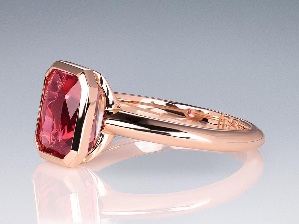Ring with rubellite tourmaline 2.84 ct in 18K rose gold Image №3
