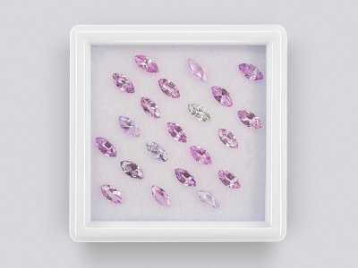 Set of calibrated sapphires 5x3 mm marquise cut 3.19 carats/21 pcs. photo