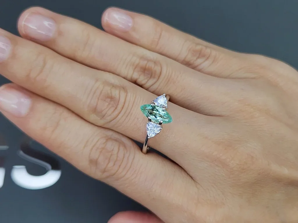 Greenish-blue Paraiba tourmaline marquise cut 1.28 carats Image №5