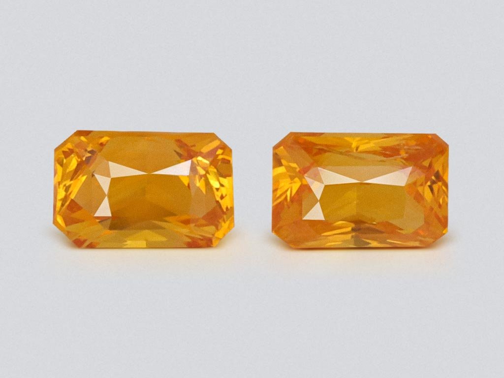 Pair of orange-yellow sapphires in radiant cut 2.06 carats, Sri Lanka Image №1