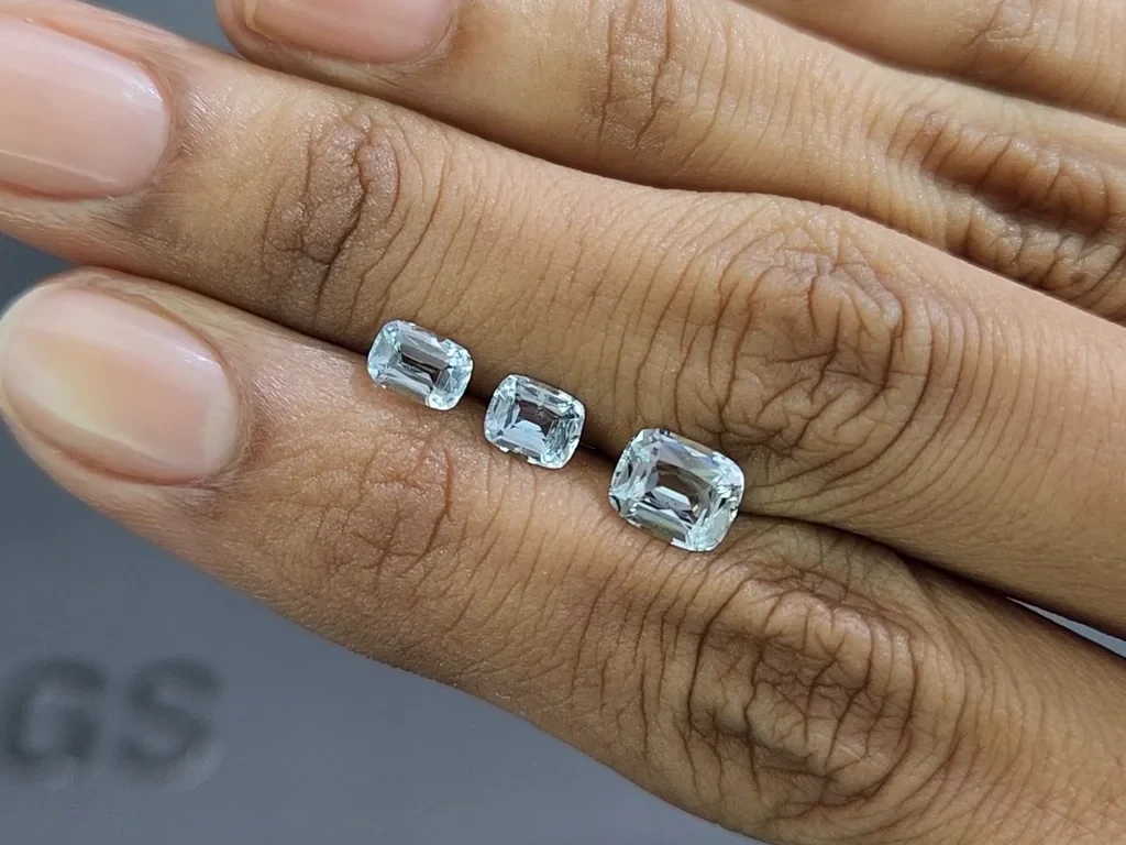 Set of aquamarines cushion cut  2.04 carats, Madagascar Image №2
