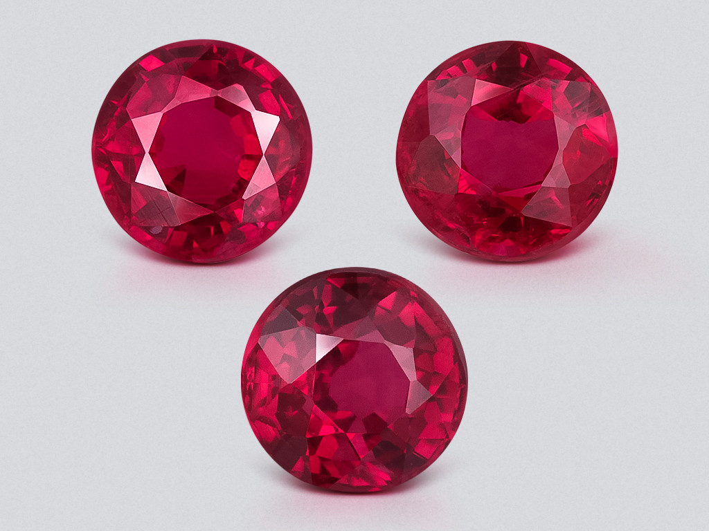 Set of rubies Pegeon Blood Red  round cut 0.80 carats, Mozambique Image №1