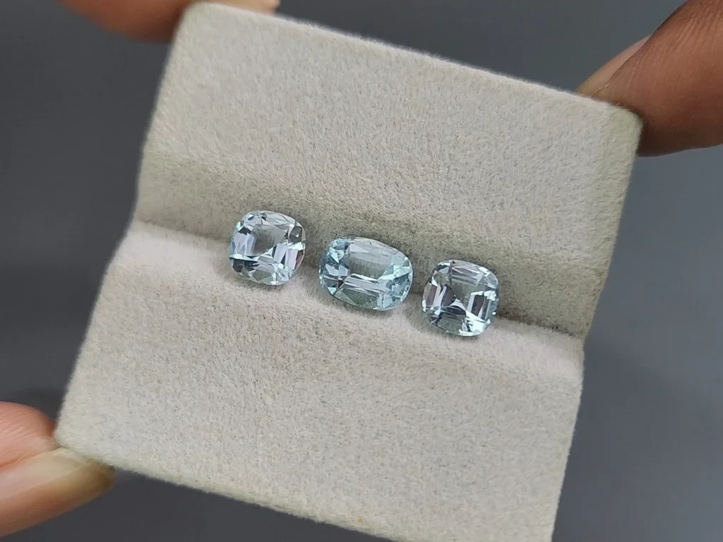 Set of aquamarines cushion cut 3.16 carats, Madagascar Image №5