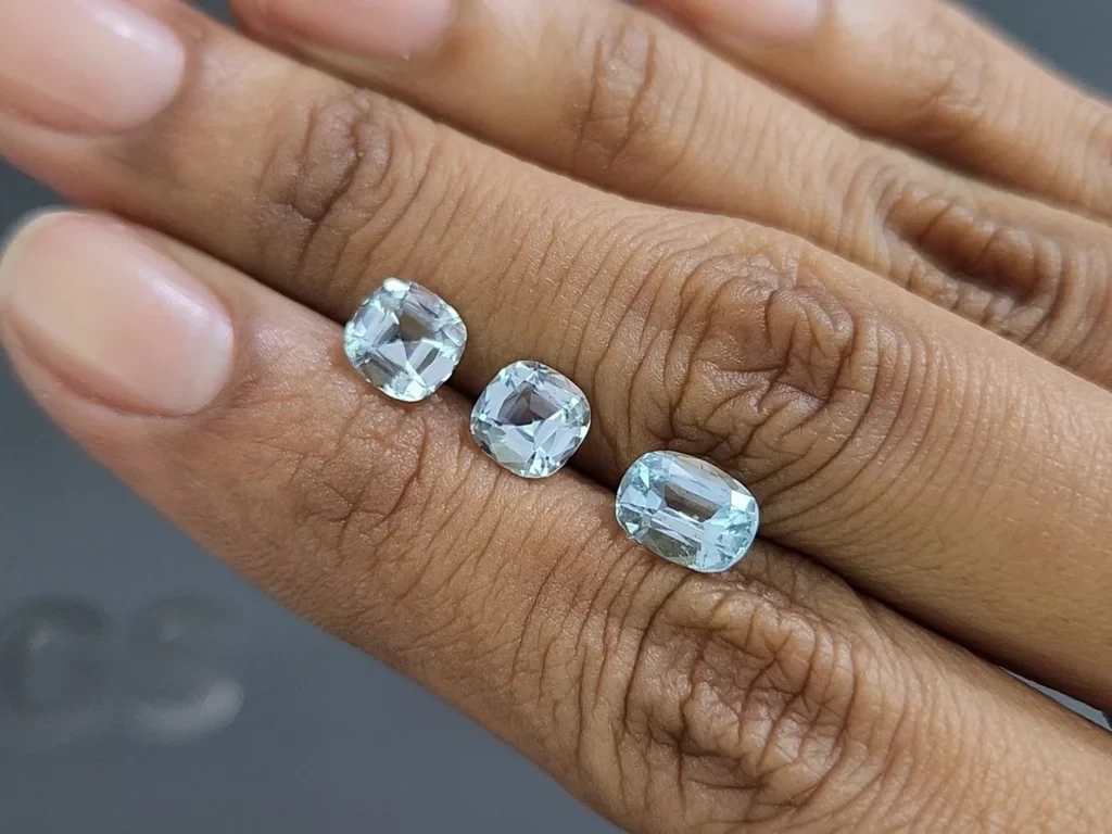 Set of aquamarines cushion cut 3.16 carats, Madagascar Image №2