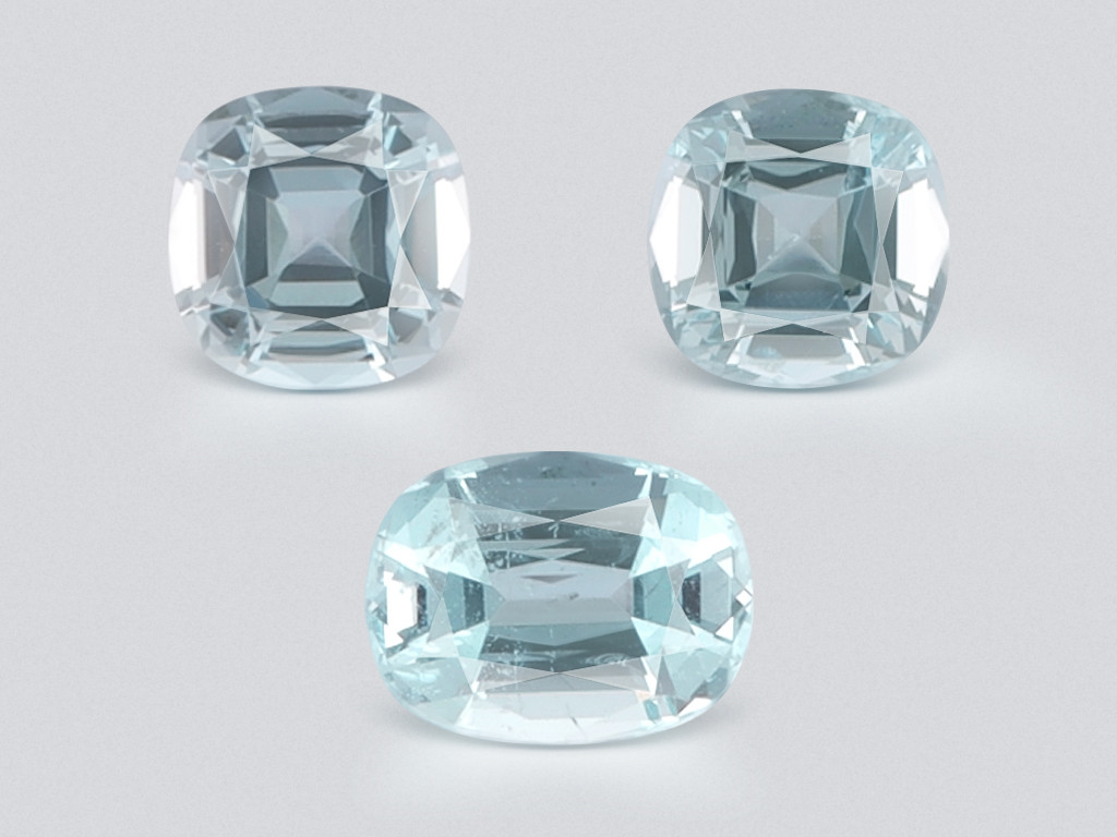 Set of aquamarines cushion cut 3.16 carats, Madagascar Image №1